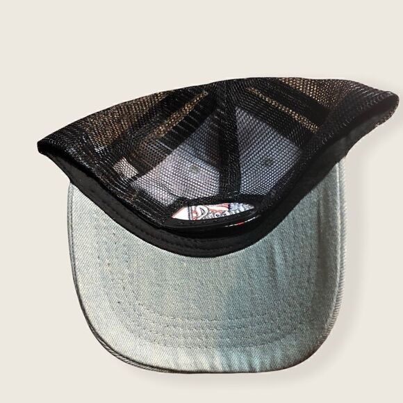 Super S Premuim Lubricants Logo Denim Hat Cap Mesh Snapback US Flag NWOT - Picture 6 of 8